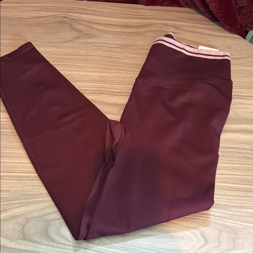 Victoria's Secret Burgundy Leggings with Pink Accent